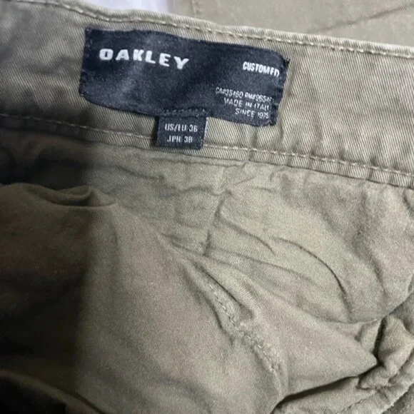 Oakley Custom Fit Grey Greenish Chino Trousers Mens Size W36 L32 Stretch Zip - Picture 5 of 5